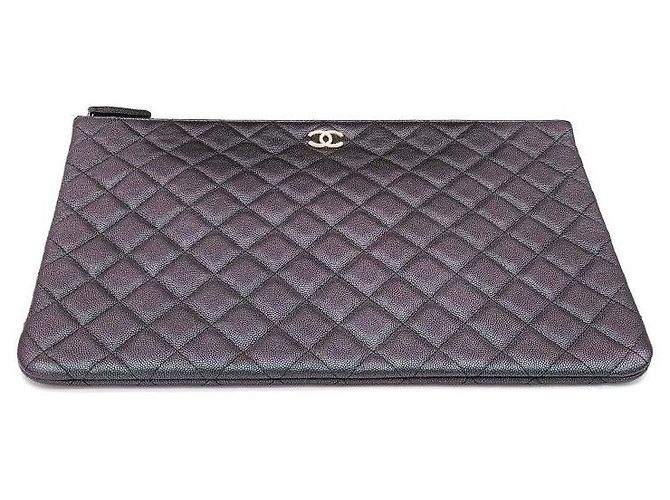 Chanel Clutch Large Caviar Classic Pearl Navy Blu - vista 3