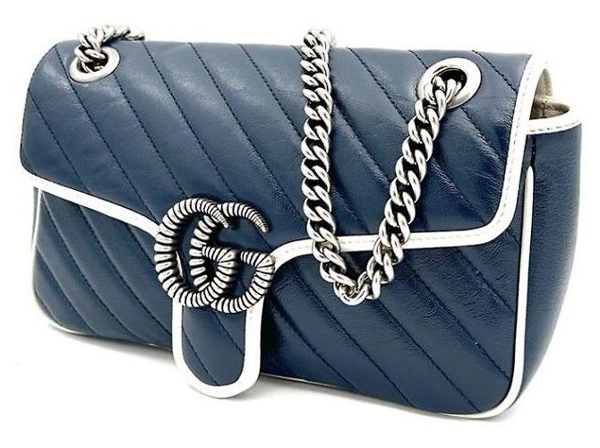 Gucci Borsa a tracolla Marmont Matelassé Blu - vista 2