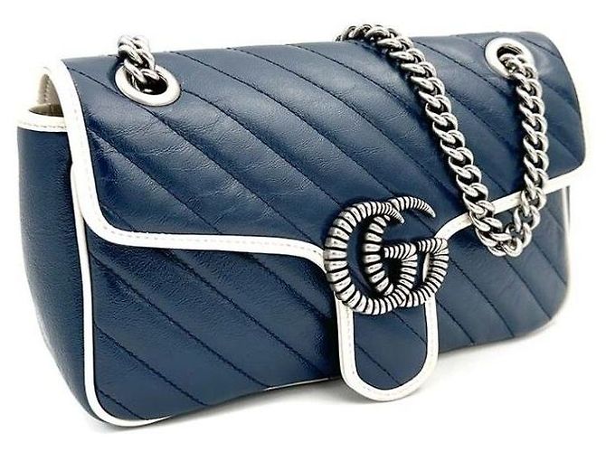 Gucci Borsa a tracolla Marmont Matelassé Blu - vista 3