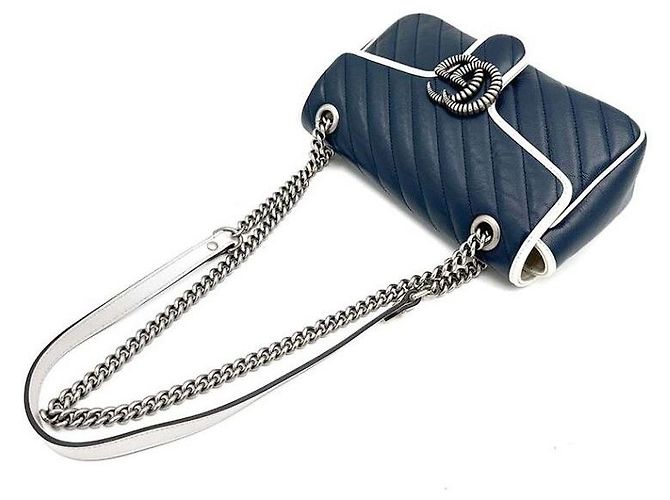 Gucci Borsa a tracolla Marmont Matelassé Blu - vista 5