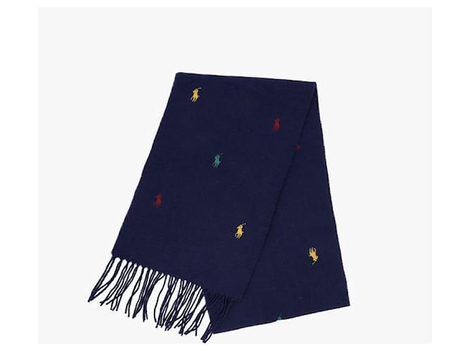 Ralph Lauren Sciarpa Player con frange e ricamo Pony Nero - vista 6