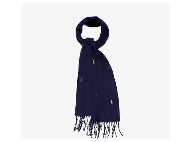 Ralph Lauren Sciarpa Player con frange e ricamo Pony Nero - vista 7