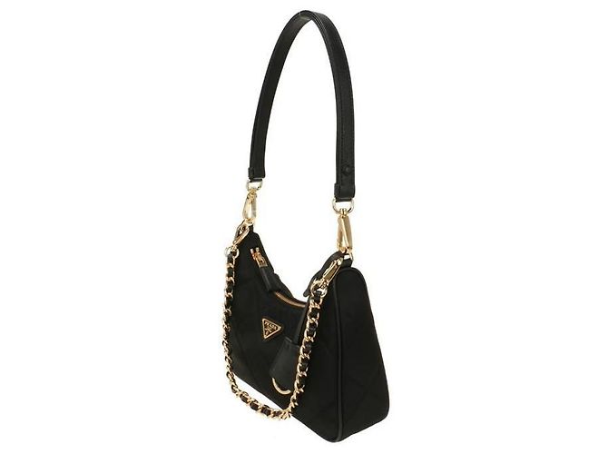 Prada Mini Borsa Re-Nylon con catena Reedition stamp: QOO Nero - vista 2