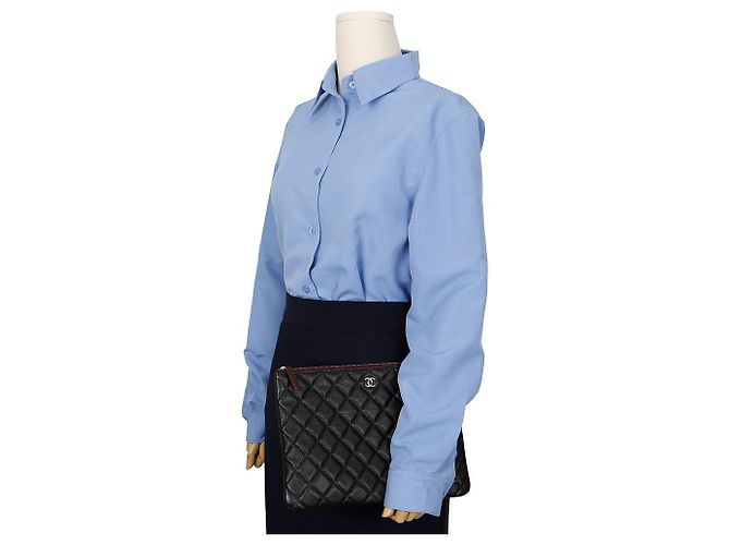 Chanel Clutch Caviar Classic New Medium Nero - vista 11