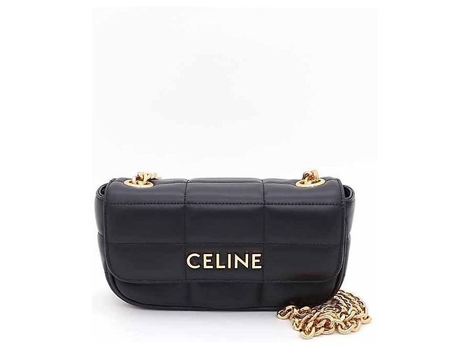 Céline Mini borsa a tracolla e spalla in vitello matelassé monocromo Nero - vista 2