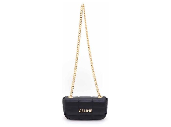 Céline Mini borsa a tracolla e spalla in vitello matelassé monocromo Nero - vista 3