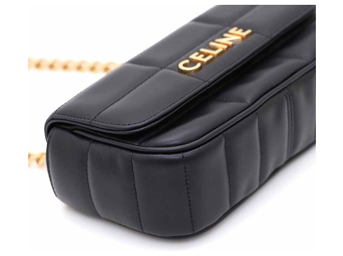 Céline Mini borsa a tracolla e spalla in vitello matelassé monocromo Nero - vista 5