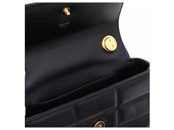 Céline Mini borsa a tracolla e spalla in vitello matelassé monocromo Nero - vista 7