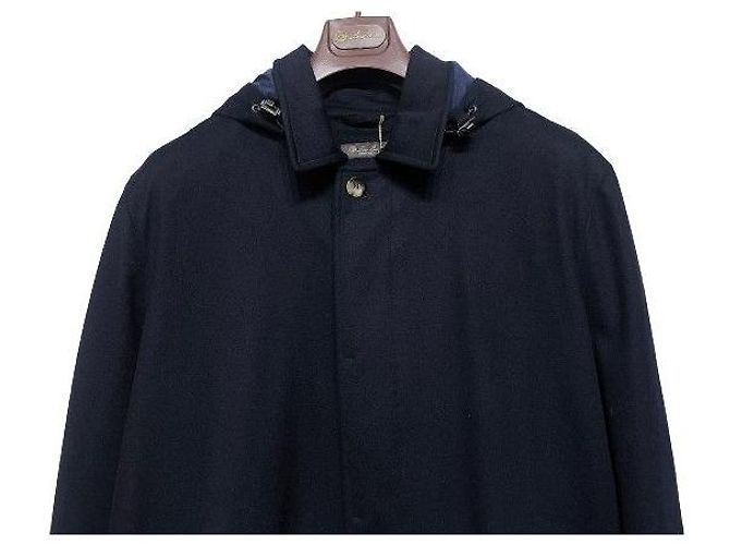 Loro Piana Abrigo con capucha de cachemira azul marino Negro - vista 3
