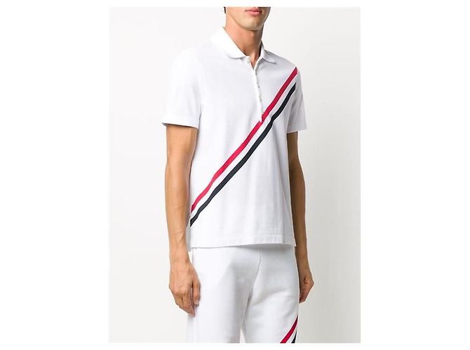 Thom Browne Baumwoll-T-Shirt mit diagonalen Streifen Mehrfarben - Ansicht 2