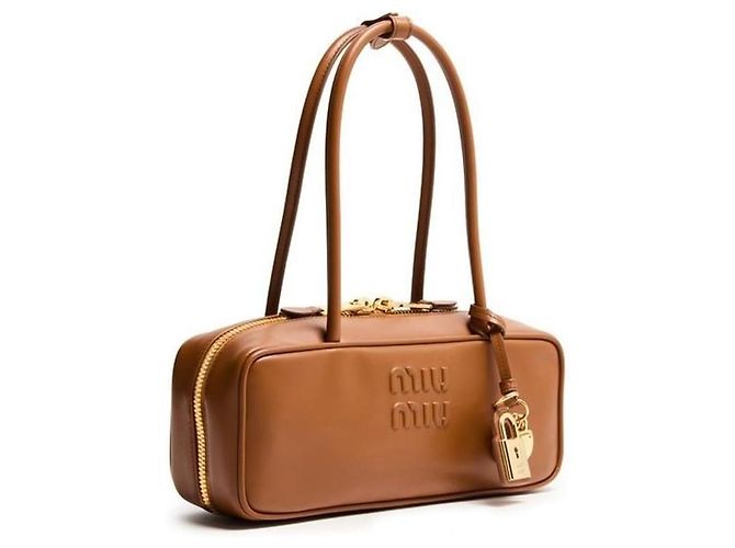 Miu Miu Borsa in pelle con fiocco Small Marrone - vista 10