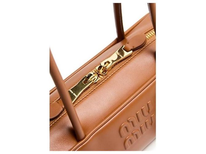 Miu Miu Borsa in pelle con fiocco Small Marrone - vista 13