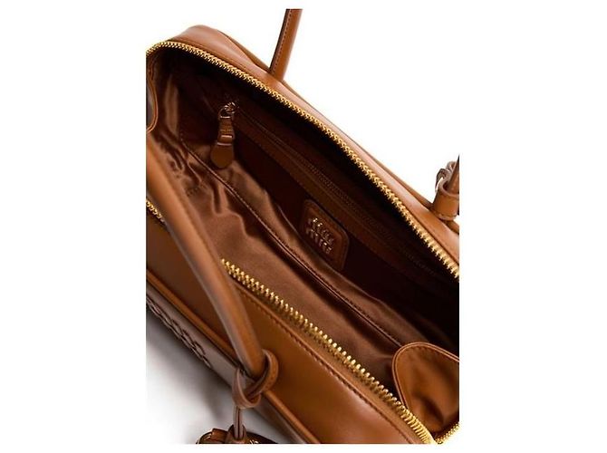 Miu Miu Borsa in pelle con fiocco Small Marrone - vista 6