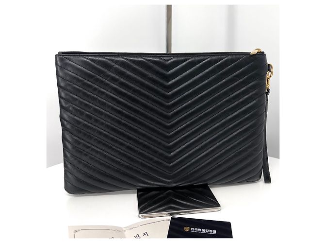 Saint Laurent Clutch Grande Matelassé Nera Nero - vista 5
