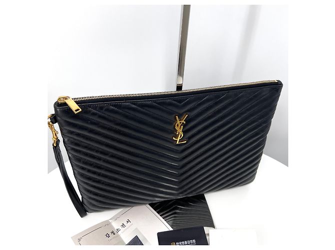 Saint Laurent Clutch Grande Matelassé Nera Nero - vista 6