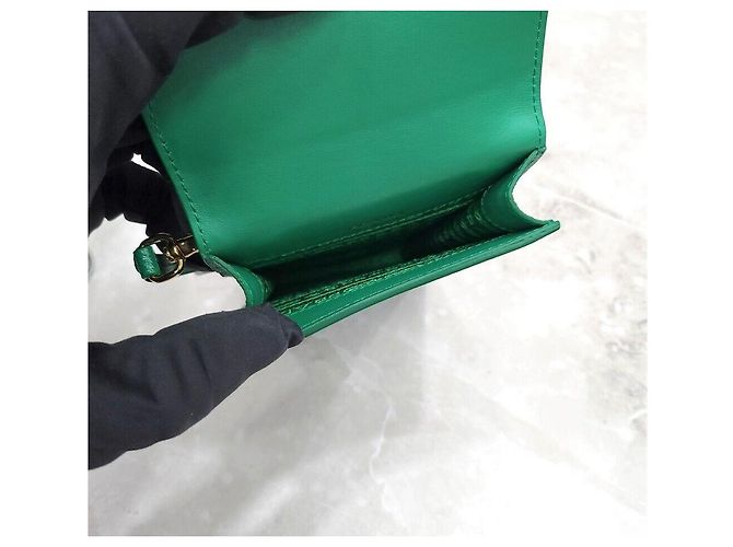 Prada Mini borsa pochette in pelle verde per telefono - vista 5