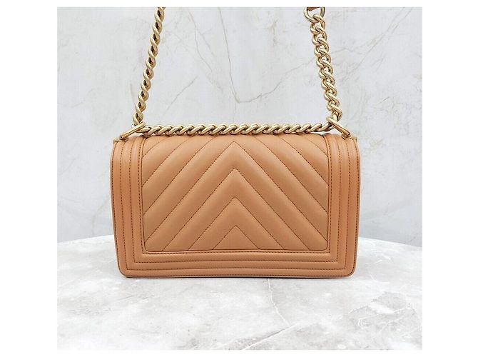 Chanel Borsa Chevron Boy Medium Flap Bag Gold Series Arancione - vista 3