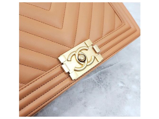 Chanel Borsa Chevron Boy Medium Flap Bag Gold Series Arancione - vista 5