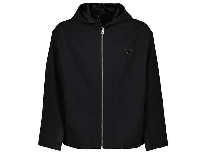 Prada Wool Hooded Bomber Jacket Black - view 3