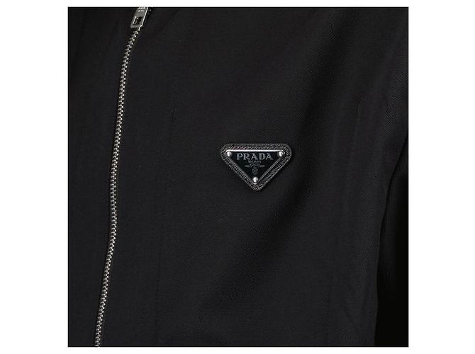 Prada Wool Hooded Bomber Jacket Black - view 5