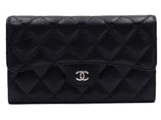 Chanel Classic Flap Damen-Langbeutel in schwarzem Caviar mit silberner Hardware - Ansicht 2