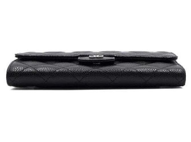 Chanel Classic Flap Damen-Langbeutel in schwarzem Caviar mit silberner Hardware - Ansicht 9