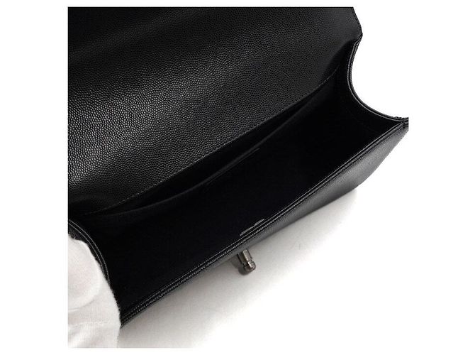 Chanel Borsa a tracolla Boy Black Caviar Medium Flap con catena argentata Nero - vista 5