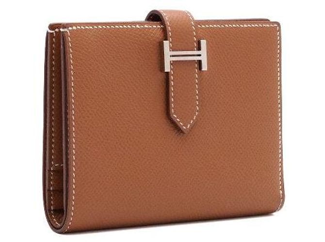 Hermès Gold Compact Wallet with Silver Hardware Golden - view 3