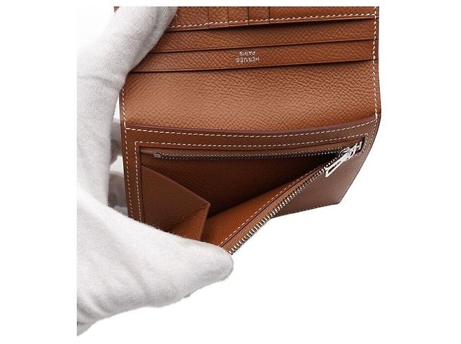 Hermès Gold Compact Wallet with Silver Hardware Golden - view 6
