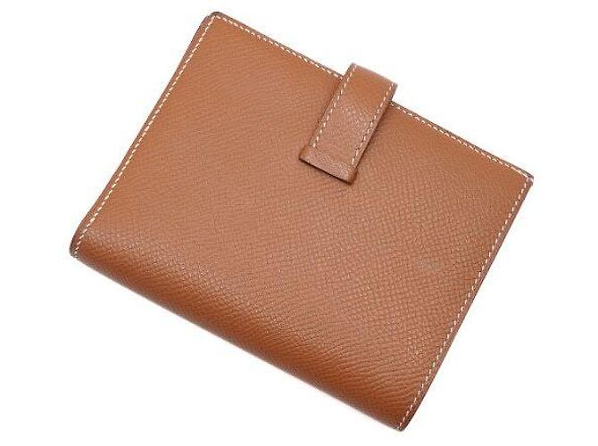 Hermès Gold Compact Wallet with Silver Hardware Golden - view 8