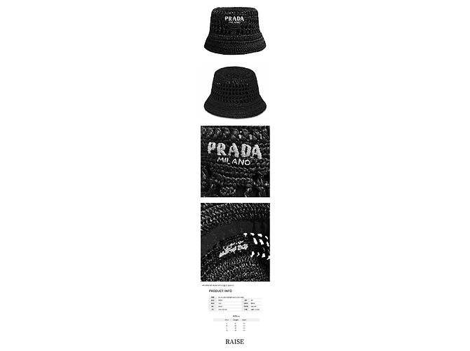 Prada Cappello bucket in rafia con logo ricamato Nero - vista 2