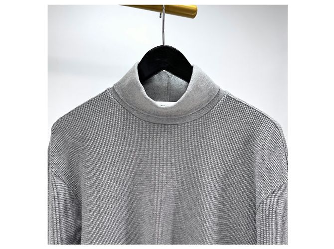 Thom Browne Rollkragenpullover aus Waffelstrick in Grau mit diagonalen Streifen Braun - Ansicht 5