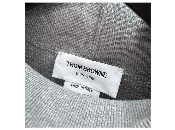 Thom Browne Rollkragenpullover aus Waffelstrick in Grau mit diagonalen Streifen Braun - Ansicht 6