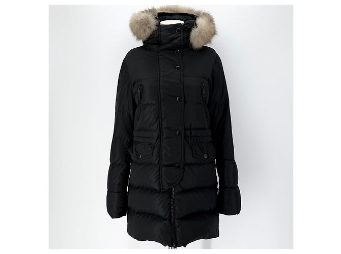 Moncler Fragonnette Damen Daunenmantel mit Fuchsfell Schwarz - Ansicht 2
