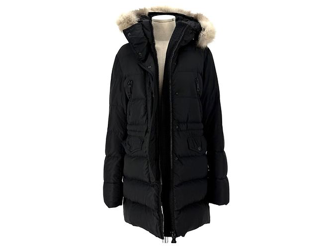 Moncler Fragonnette Damen Daunenmantel mit Fuchsfell Schwarz - Ansicht 3
