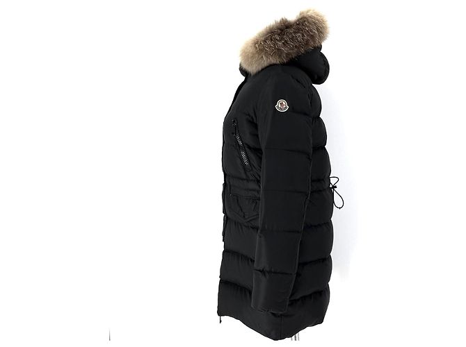 Moncler Fragonnette Damen Daunenmantel mit Fuchsfell Schwarz - Ansicht 4