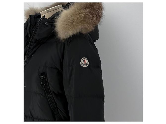 Moncler Fragonnette Damen Daunenmantel mit Fuchsfell Schwarz - Ansicht 7