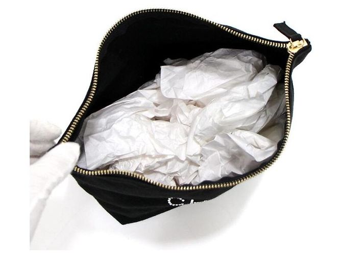 Chanel Pouch in tela nera con logo iniziale Nero - vista 5