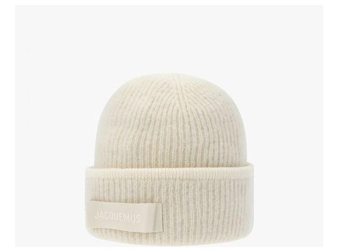 Jacquemus Le Bonnet Gros Grain Logo Beanie Bianco - vista 4