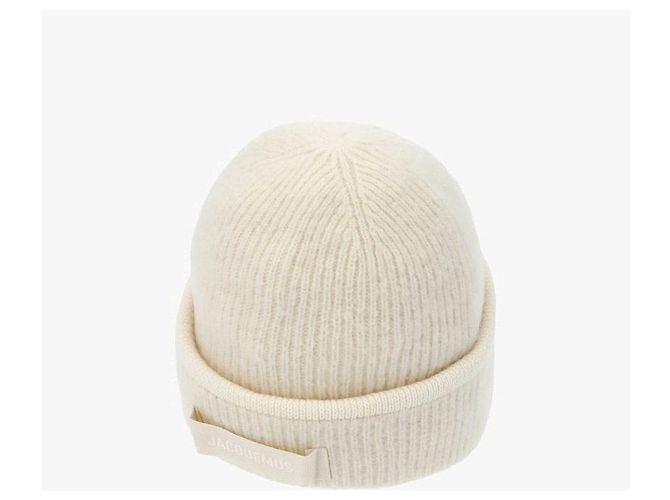 Jacquemus Le Bonnet Gros Grain Logo Beanie Bianco - vista 7