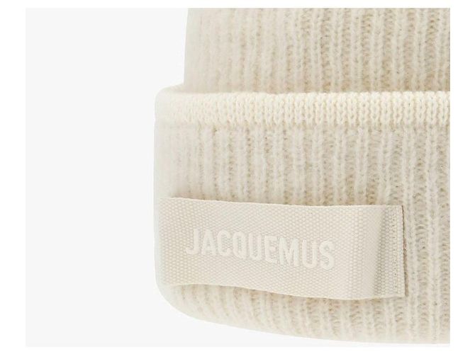 Jacquemus Le Bonnet Gros Grain Logo Beanie Bianco - vista 8