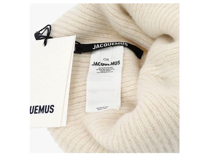 Jacquemus Le Bonnet Gros Grain Logo Beanie Bianco - vista 9