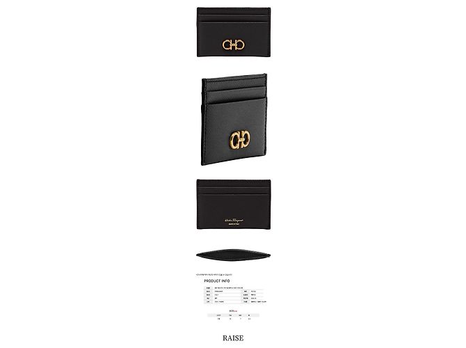 Salvatore Ferragamo Double Gancini Kartenetui Gold Schwarz - Ansicht 2