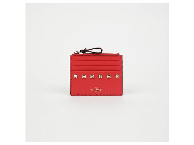 Valentino Rockstud Kartenetui Rot Leder - Ansicht 2