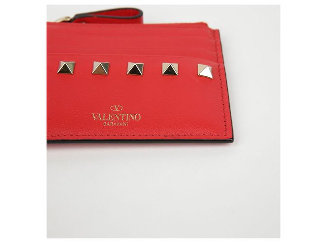 Valentino Rockstud Kartenetui Rot Leder - Ansicht 6