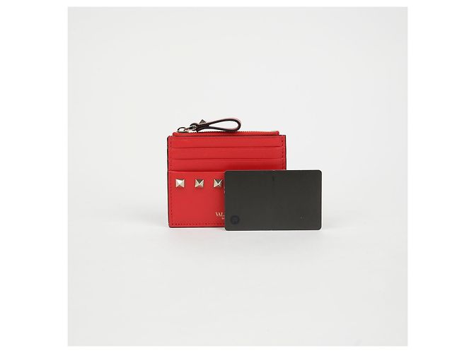 Valentino Rockstud Kartenetui Rot Leder - Ansicht 8