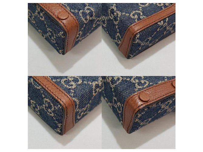 Gucci Borsa crossbody mini GG Denim con morsetto GG Blu - vista 6