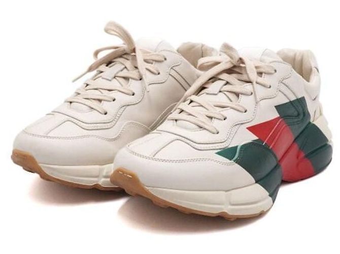 Gucci Sneakers Rhyton Web Print Bianco - vista 3
