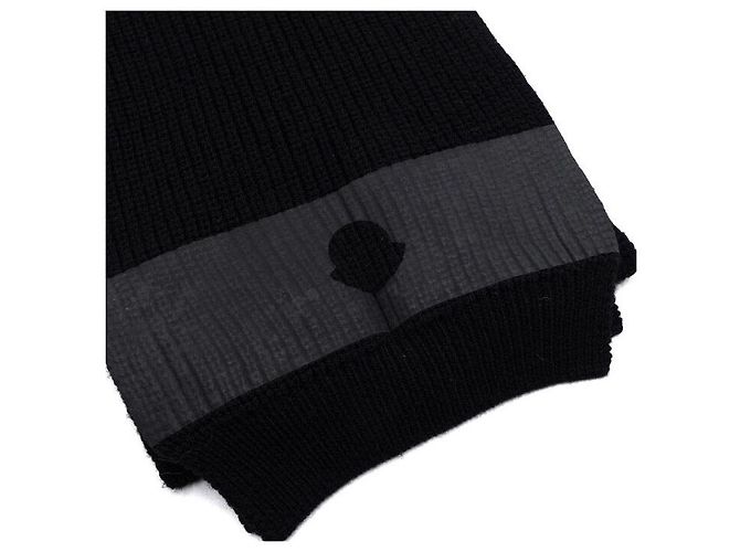 Moncler Sciarpa Unisex in Lana Vergine Nera Nero - vista 3
