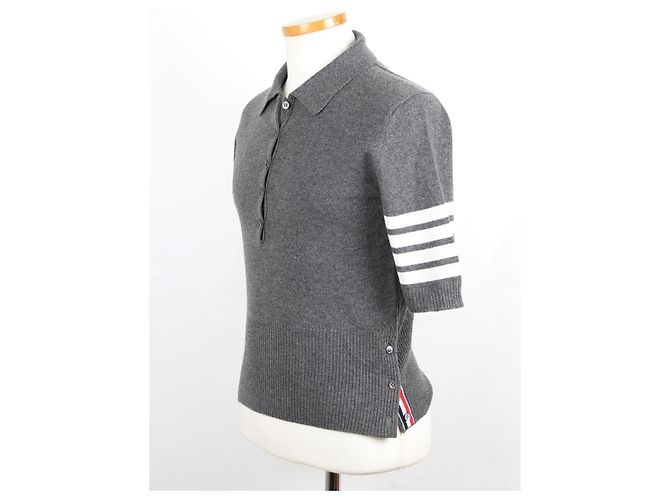 Thom Browne Kaschmir-Strick mit diagonalem Armband und Kragen Braun - Ansicht 2